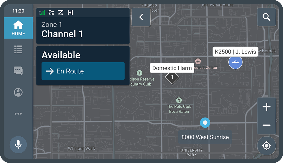 A rejected layout with the availability widget docked directly under the channel panel at the top of the screen.